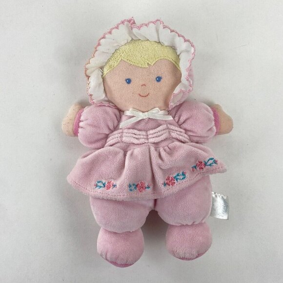 Vintage Prestige Plush Cloth Baby Doll, Soft Rattle Toy Blonde Girl 9" Long - Picture 1 of 9
